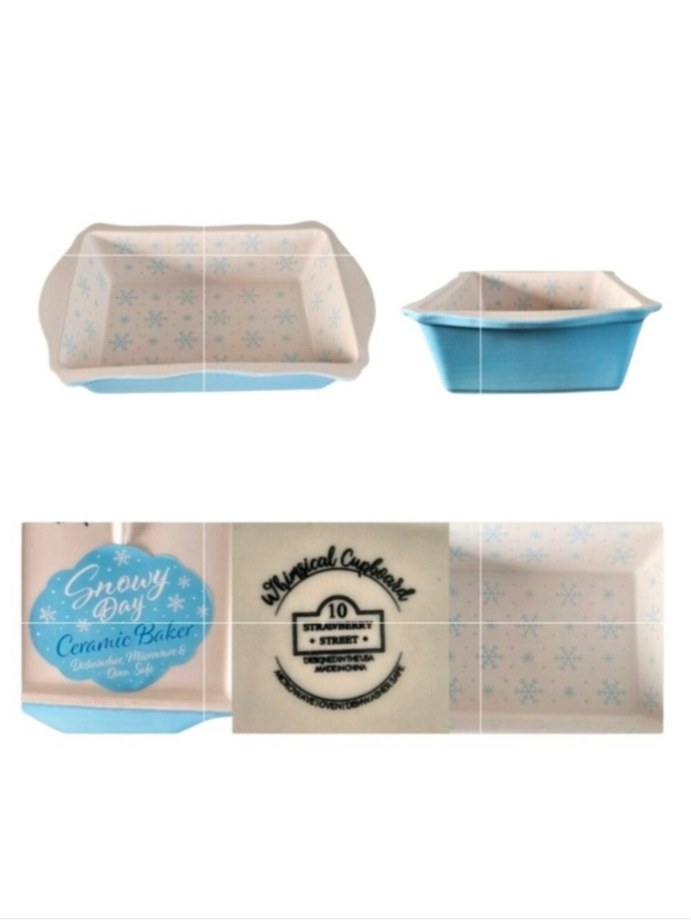10 Strawberry Street Snowy Day Blue Snowflake Loaf Pan